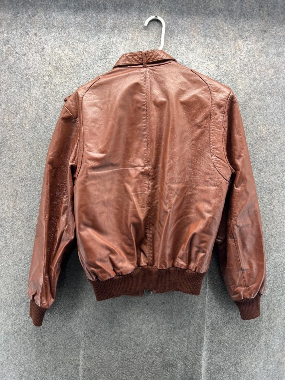 Vintage Members Only Jacket Mens 36 Brown Leather Bomber Epaulet Korea Retro 80s - Picture 7 of 9